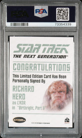 2013 Star Trek TNG Heroes & Villians Autograph Richard Herd Limited Auto PSA 10